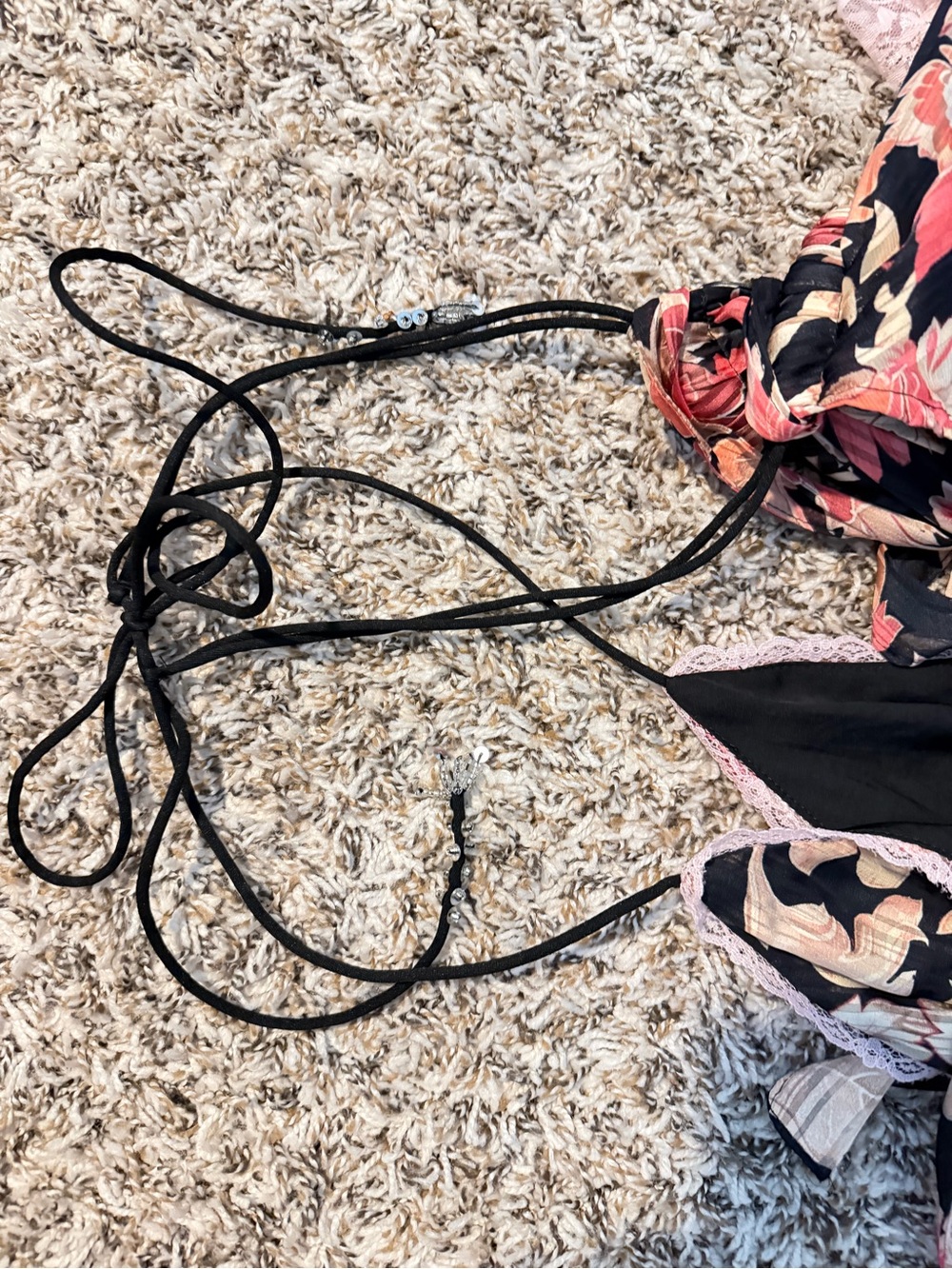 Free people primmy Black Floral Midi Slip Dress with Pink & Cream Blooms smal - Picture 8 of 8